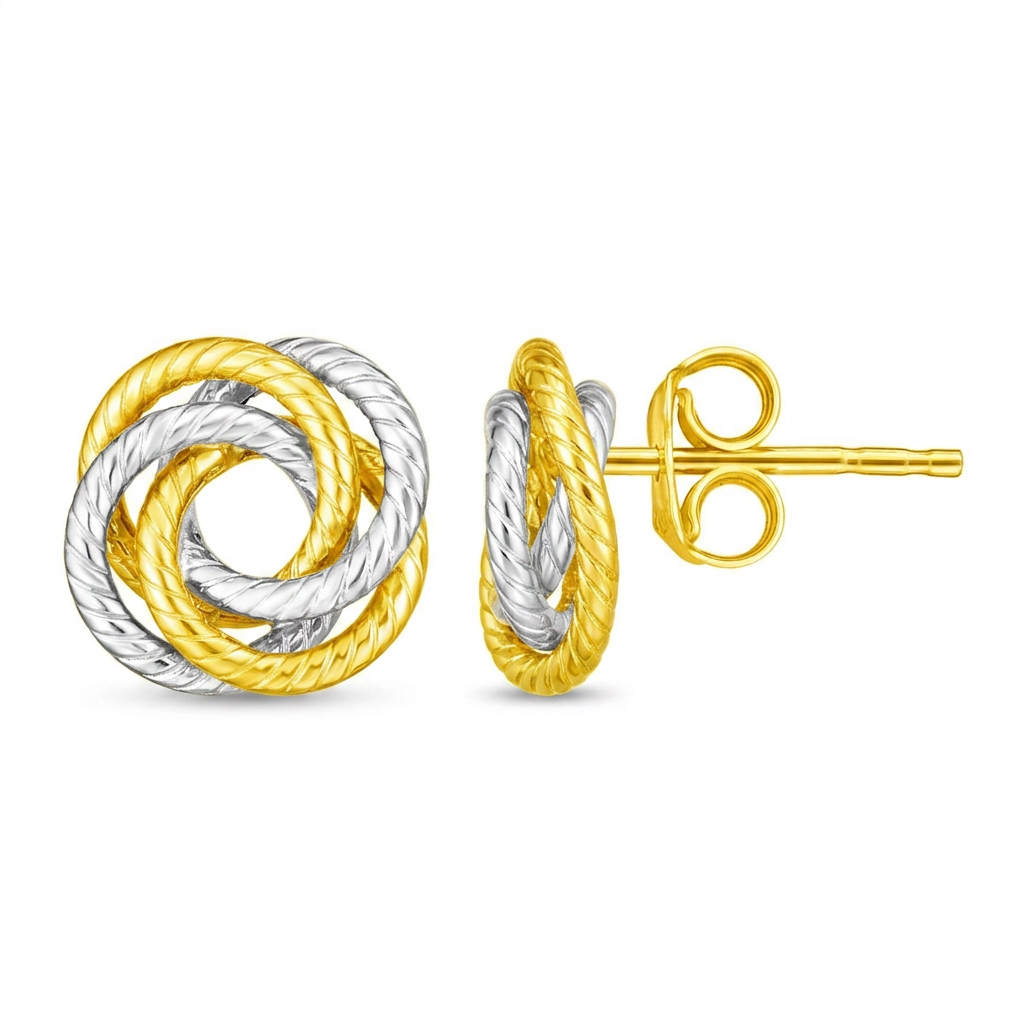 14k Two Tone Gold Love Knot Earrings