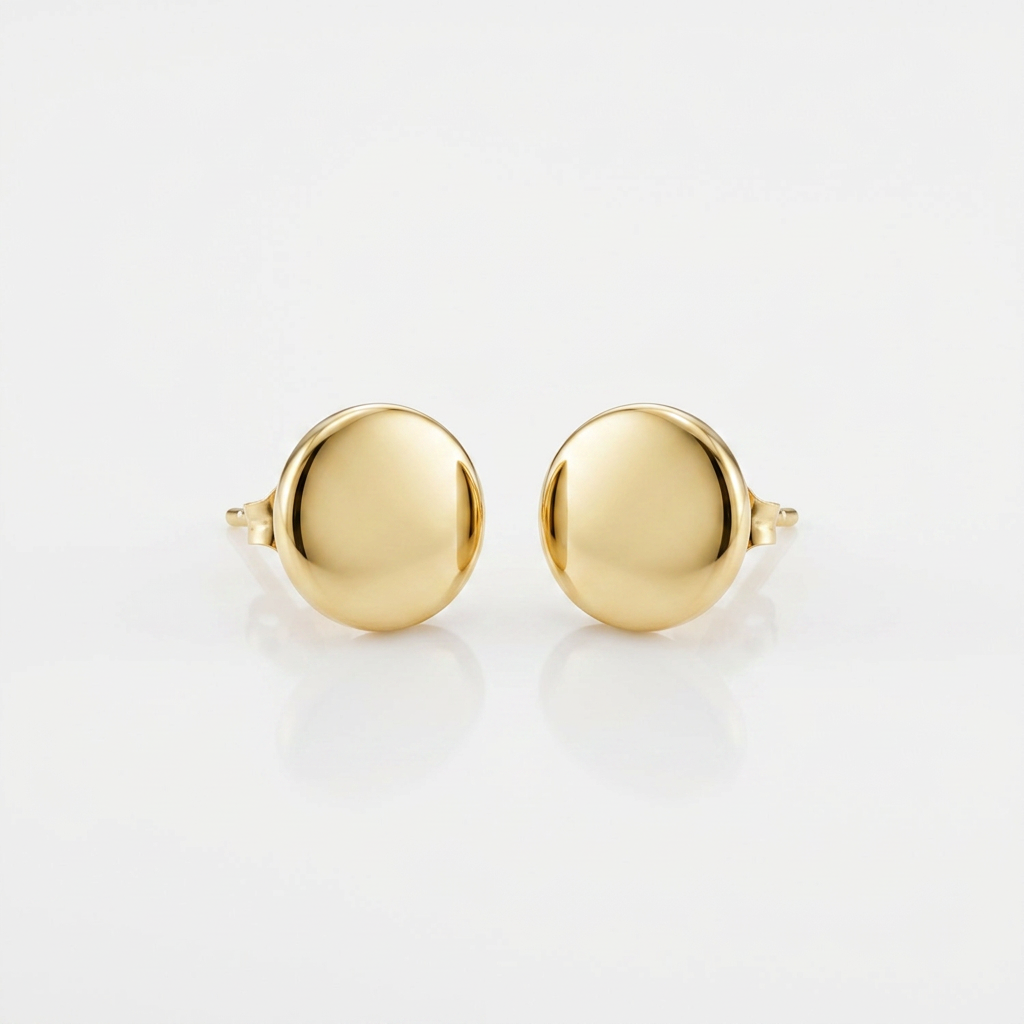 14k Yellow Gold Polished Round Post Earrings