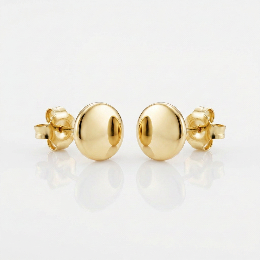 14k Yellow Gold Polished Round Post Earrings
