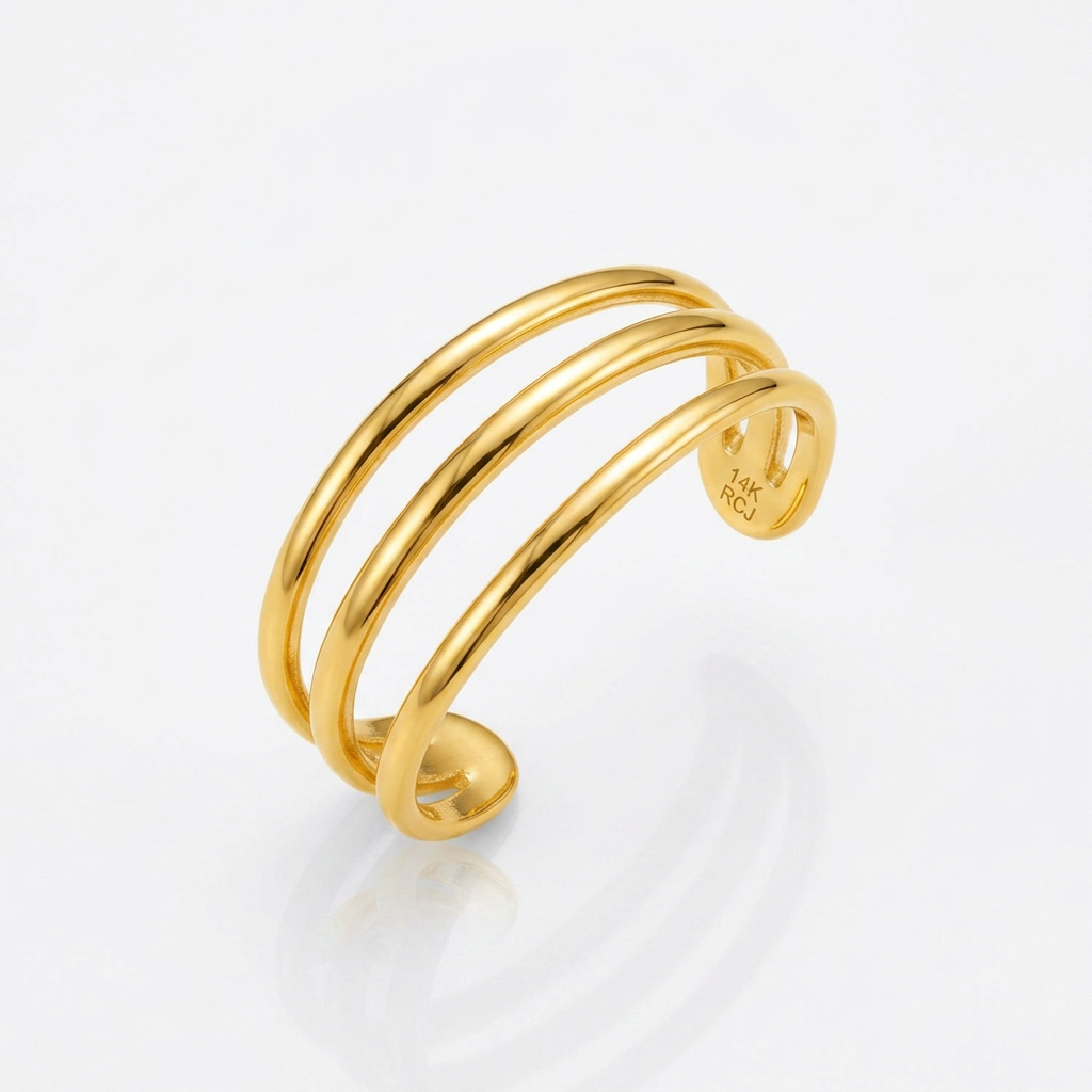 14k Yellow Gold Three Bar Toe Ring