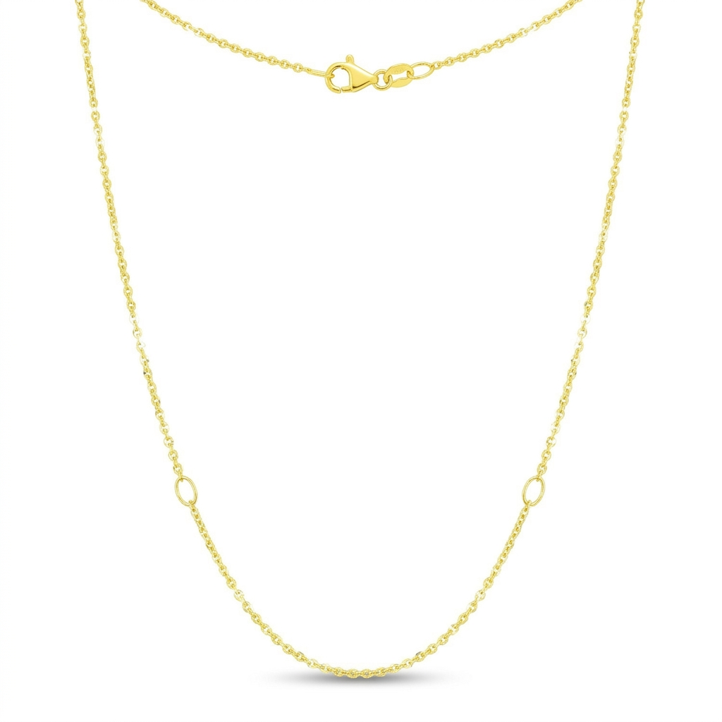 Double Extendable Diamond Cut Cable Chain in 14k Yellow Gold (1.4mm)