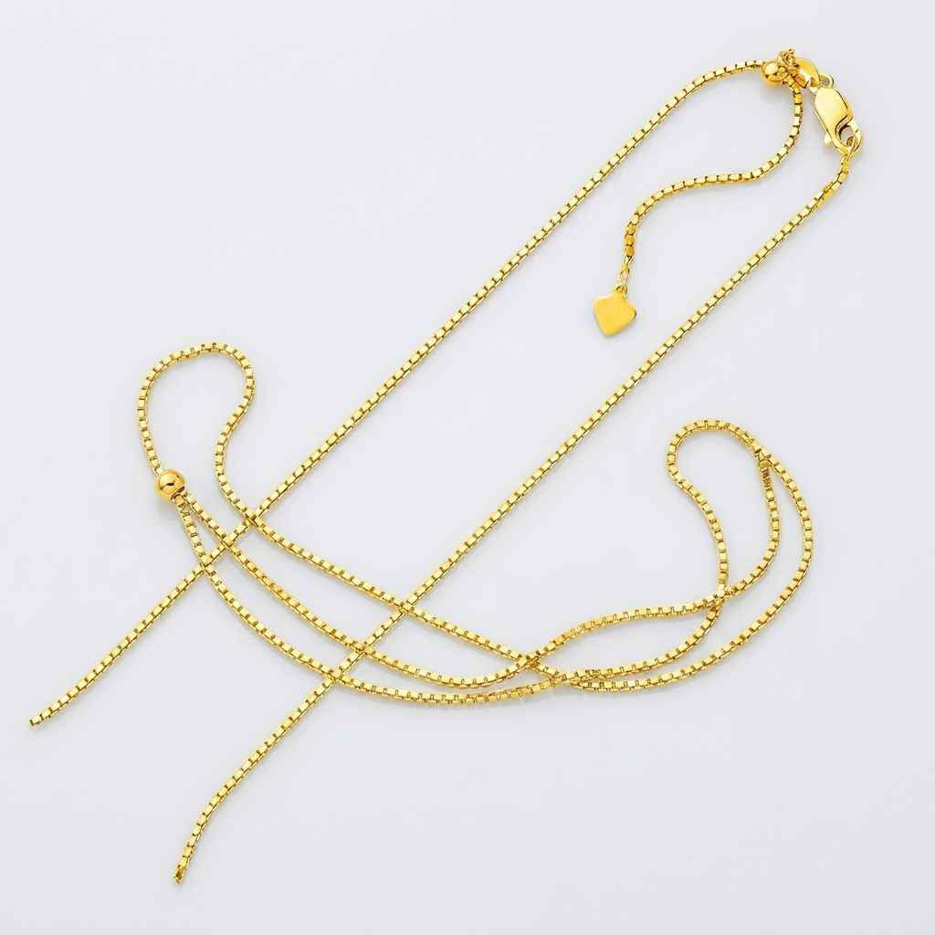 Sterling Silver Yellow Finish 1.4mm Adjustable Box Chain