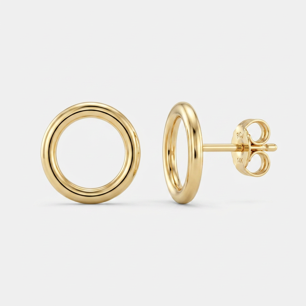 Open Circle Post Earrings in 14k Yellow Gold