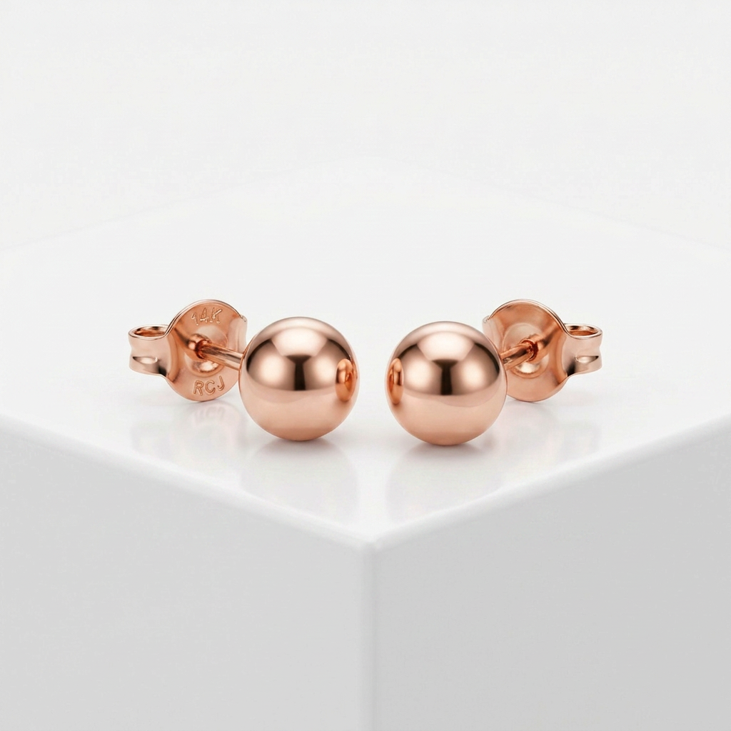 14k Rose Gold Ball Style Stud Earrings (4.0 mm)