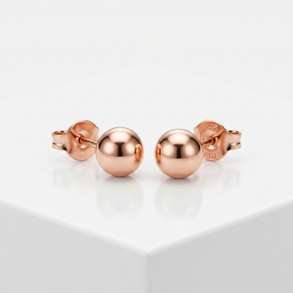 14k Rose Gold Ball Style Stud Earrings (4.0 mm)