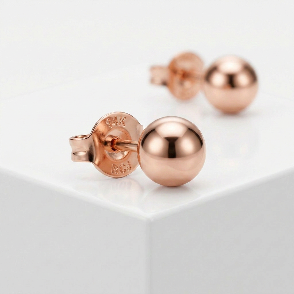 14k Rose Gold Ball Style Stud Earrings (4.0 mm)