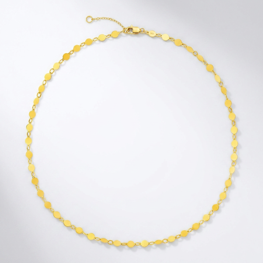 14k Yellow Gold Necklace with Polished Circles