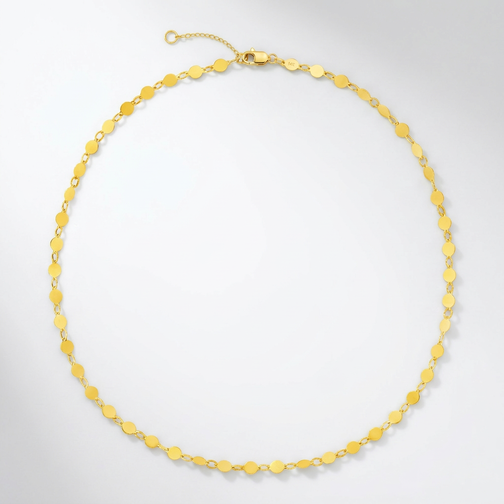 14k Yellow Gold Necklace with Polished Circles