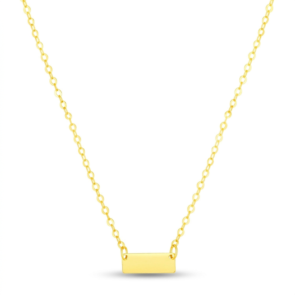 14k Yellow Gold Polished Mini Bar Necklace