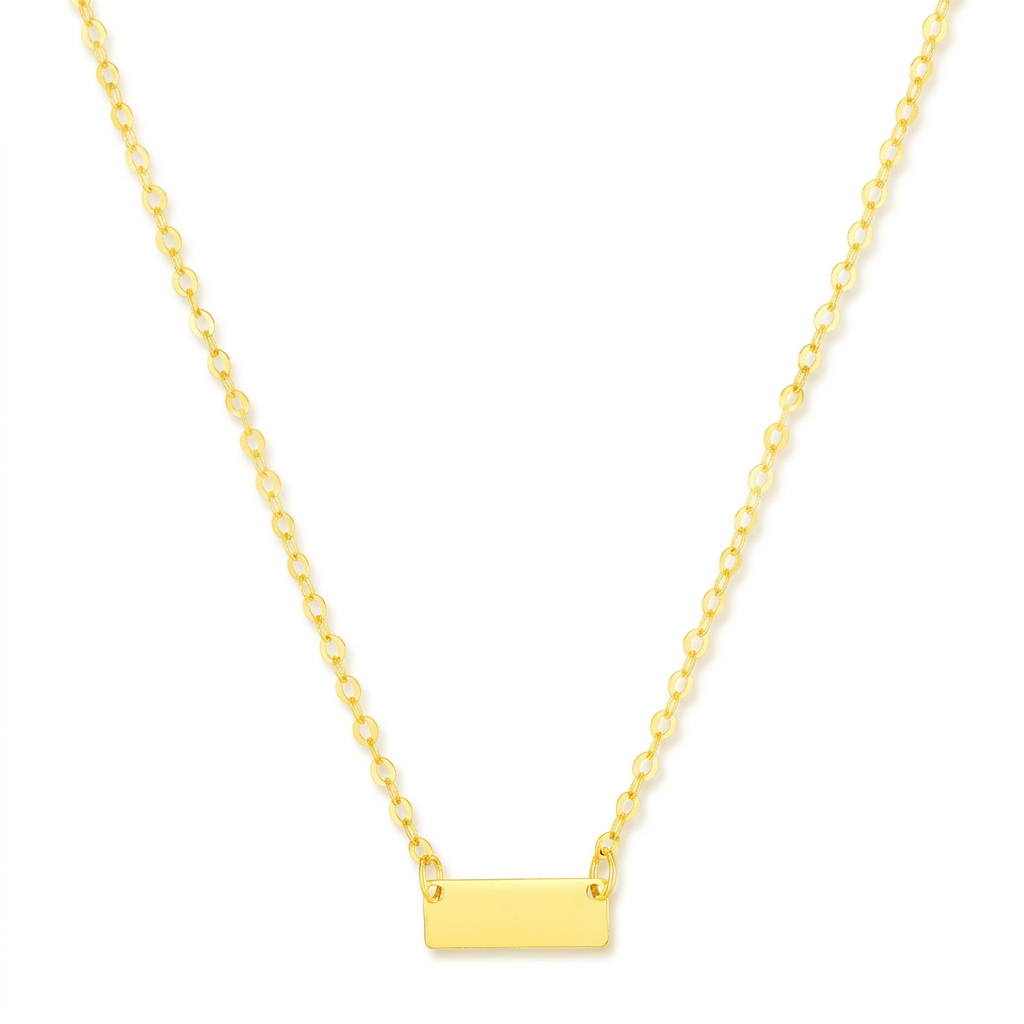 14k Yellow Gold Polished Mini Bar Necklace