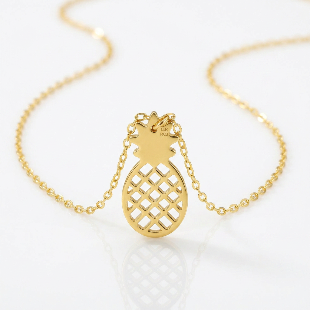 14K Yellow Gold Pineapple Necklace