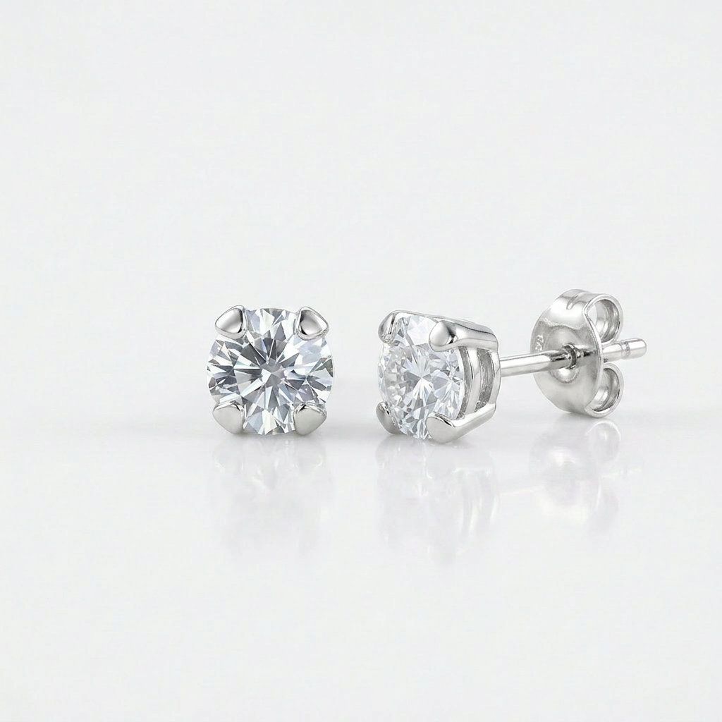 14k White Gold White Cubic Zirconia 2mm Stud Earrings