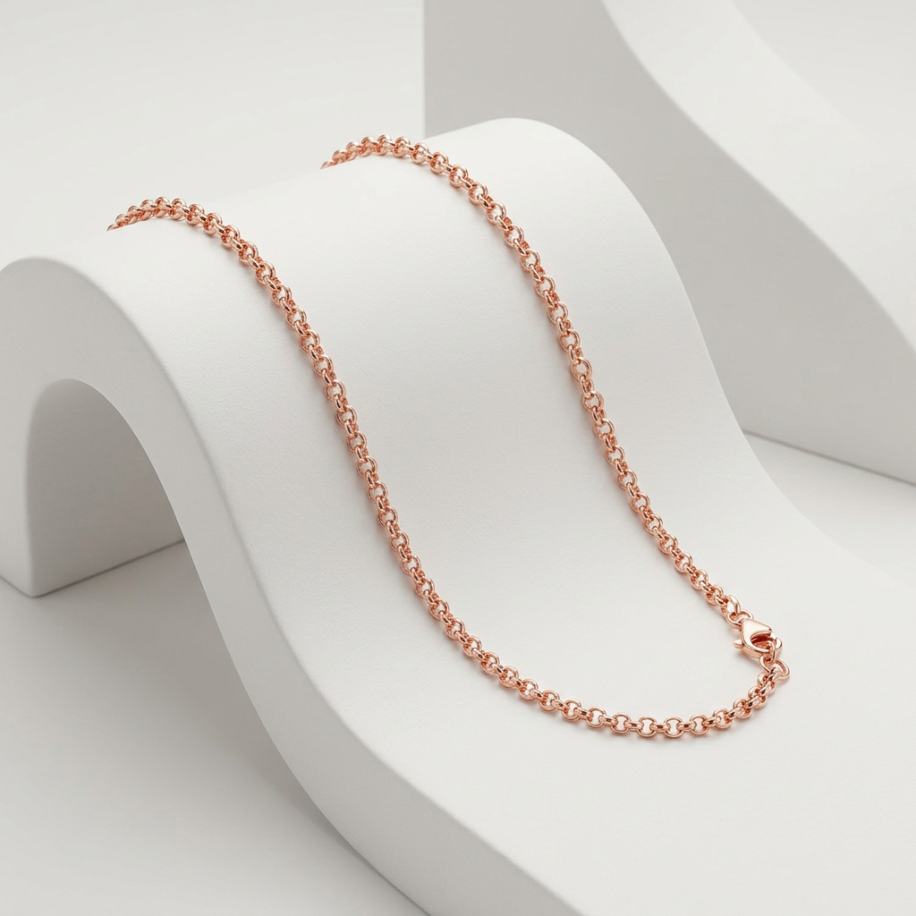 14k Pink Gold Round Cable Link Chain 1.1mm