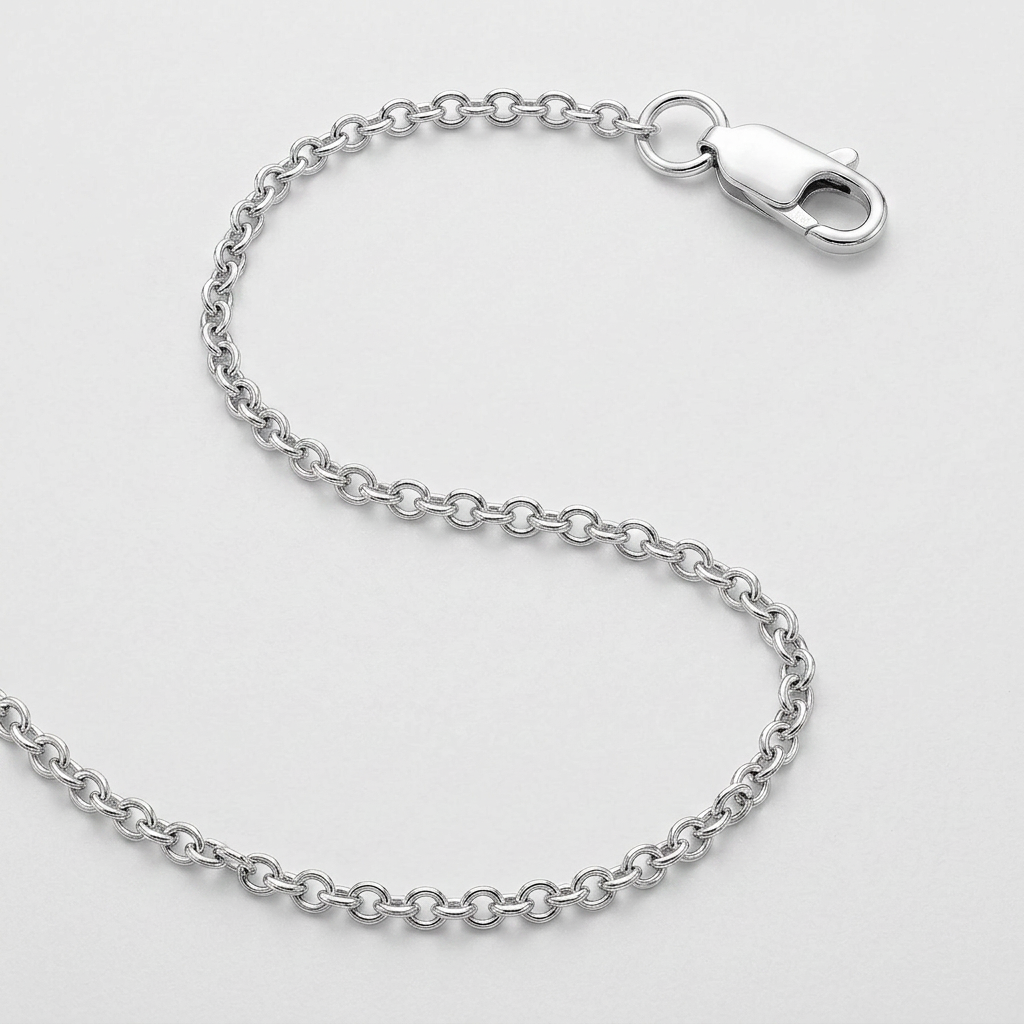 Sterling Silver Rhodium Plated Round Cable Chain 1.8mm