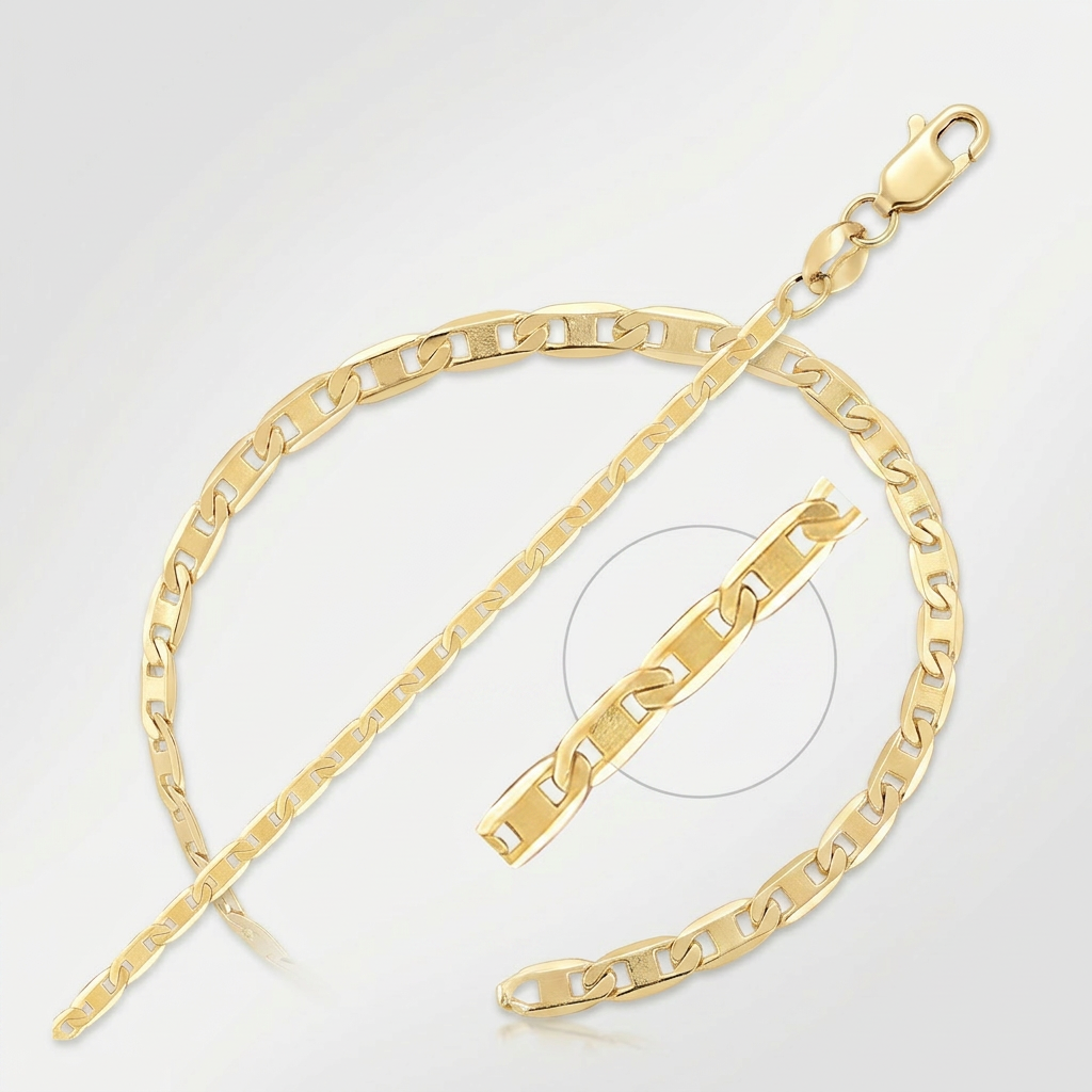 14k Yellow Gold Mariner Link Anklet 1.7mm