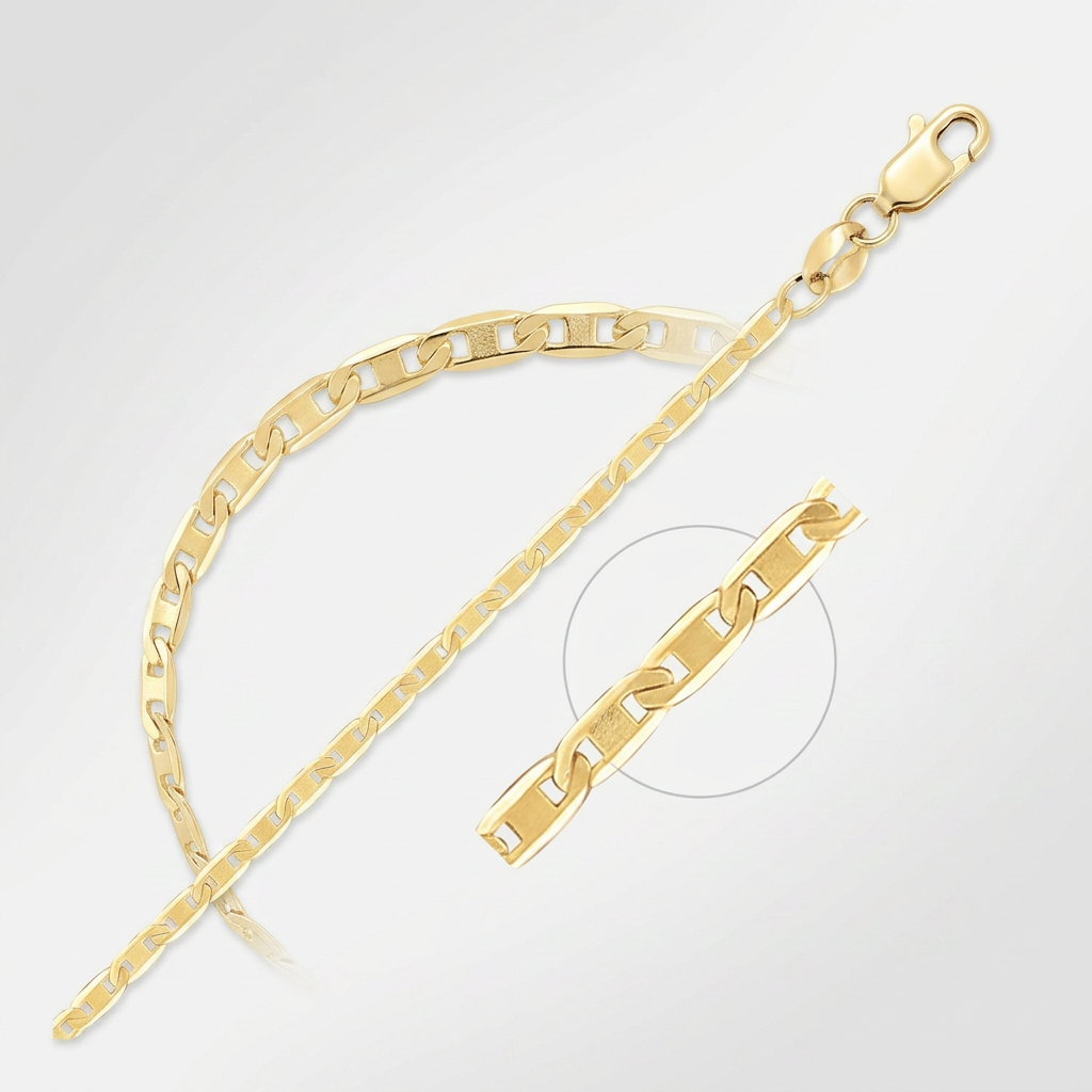 14k Yellow Gold Mariner Link Anklet 1.7mm