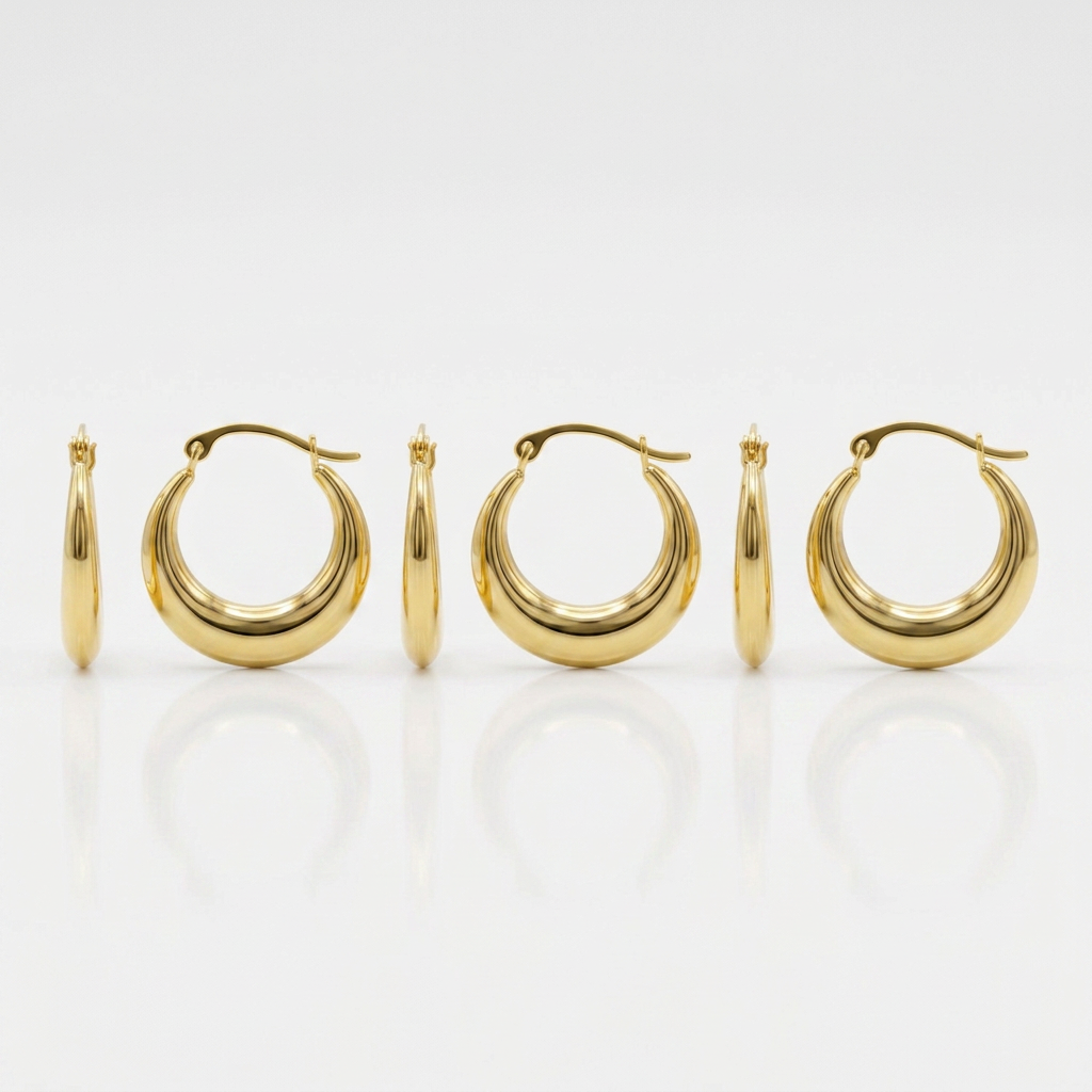 14k Yellow Gold Graduated Round Shape Hoop Earrings