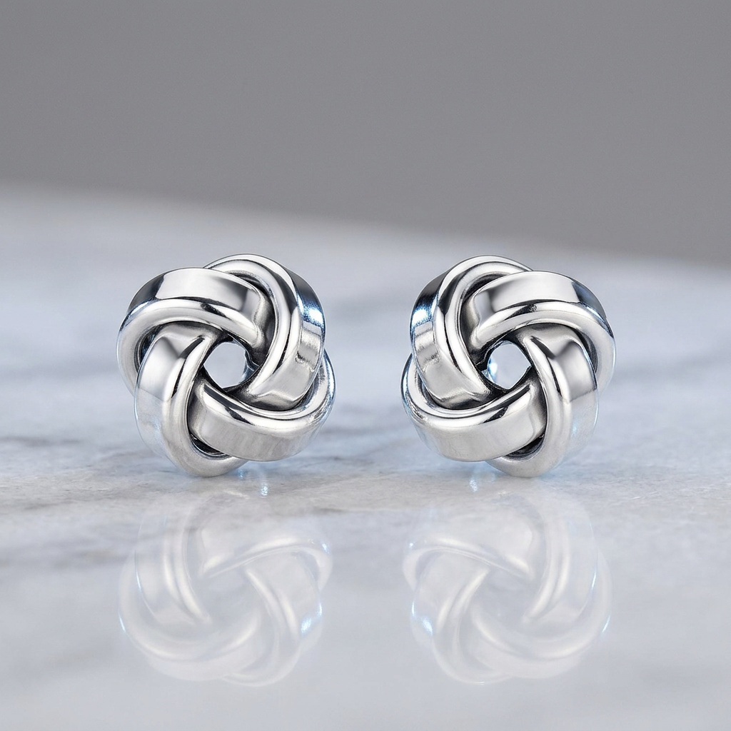 Petite Sterling Silver Polished Love Knot Earrings