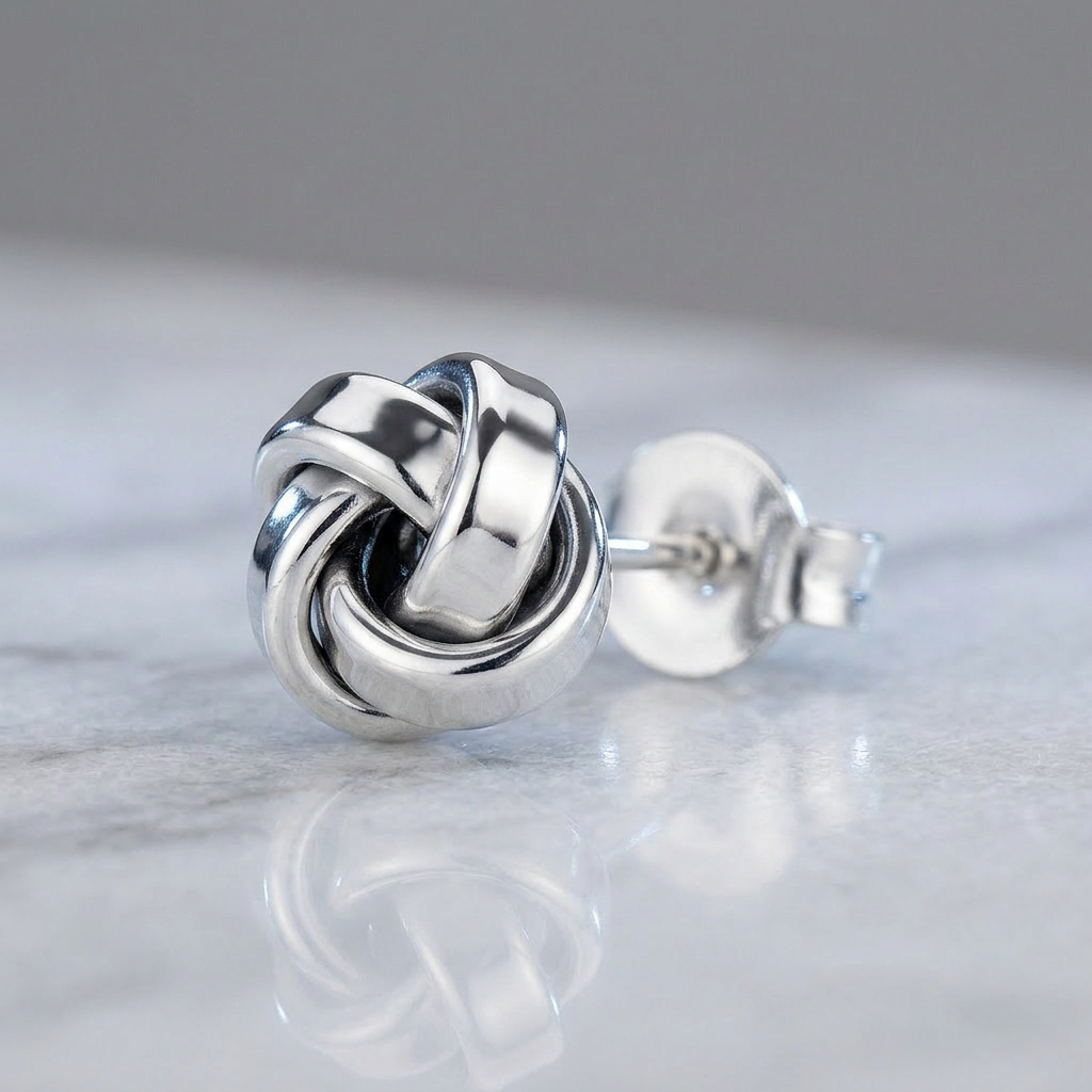 Petite Sterling Silver Polished Love Knot Earrings
