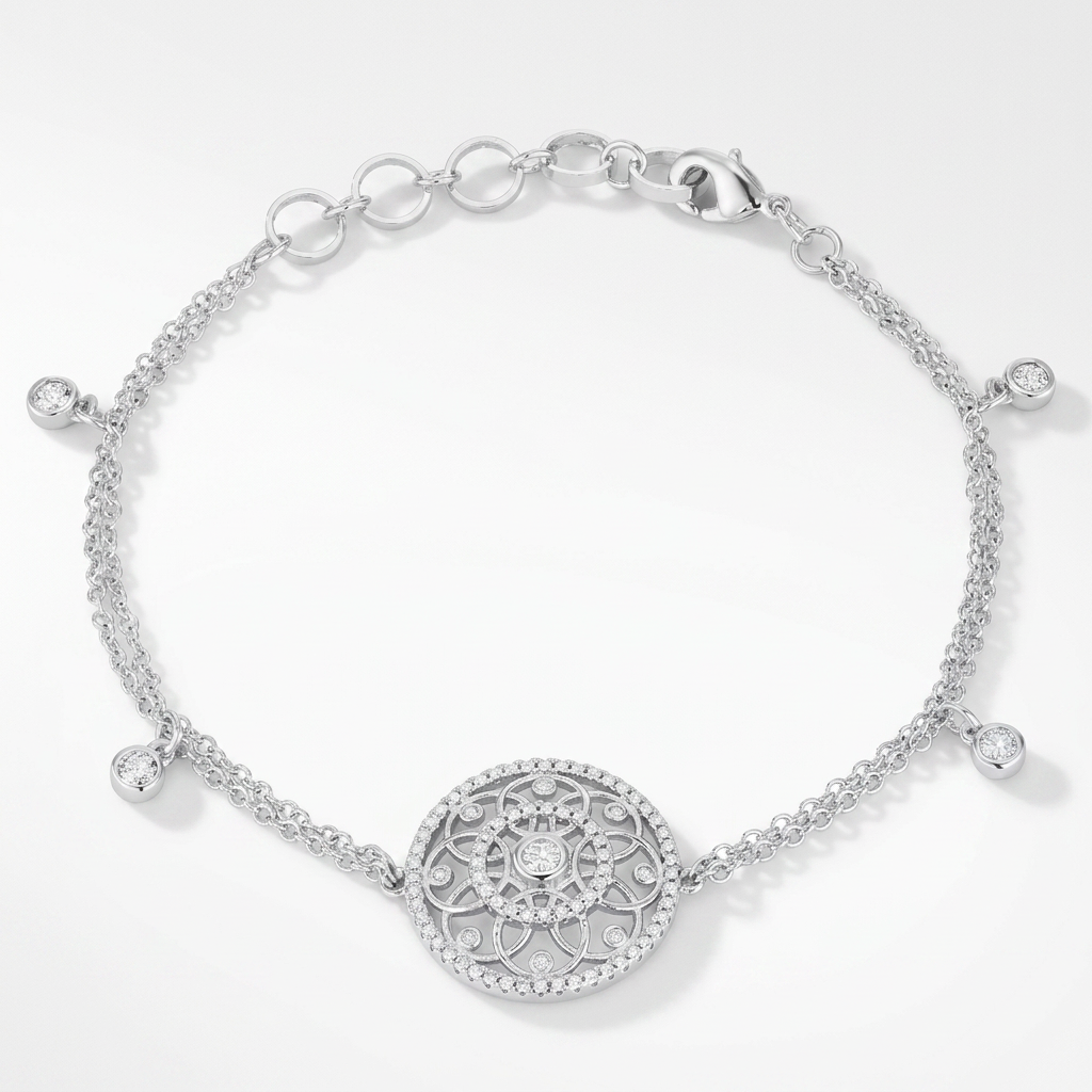 .5 Ct Bracelet with Interlocking Circles and CZ
