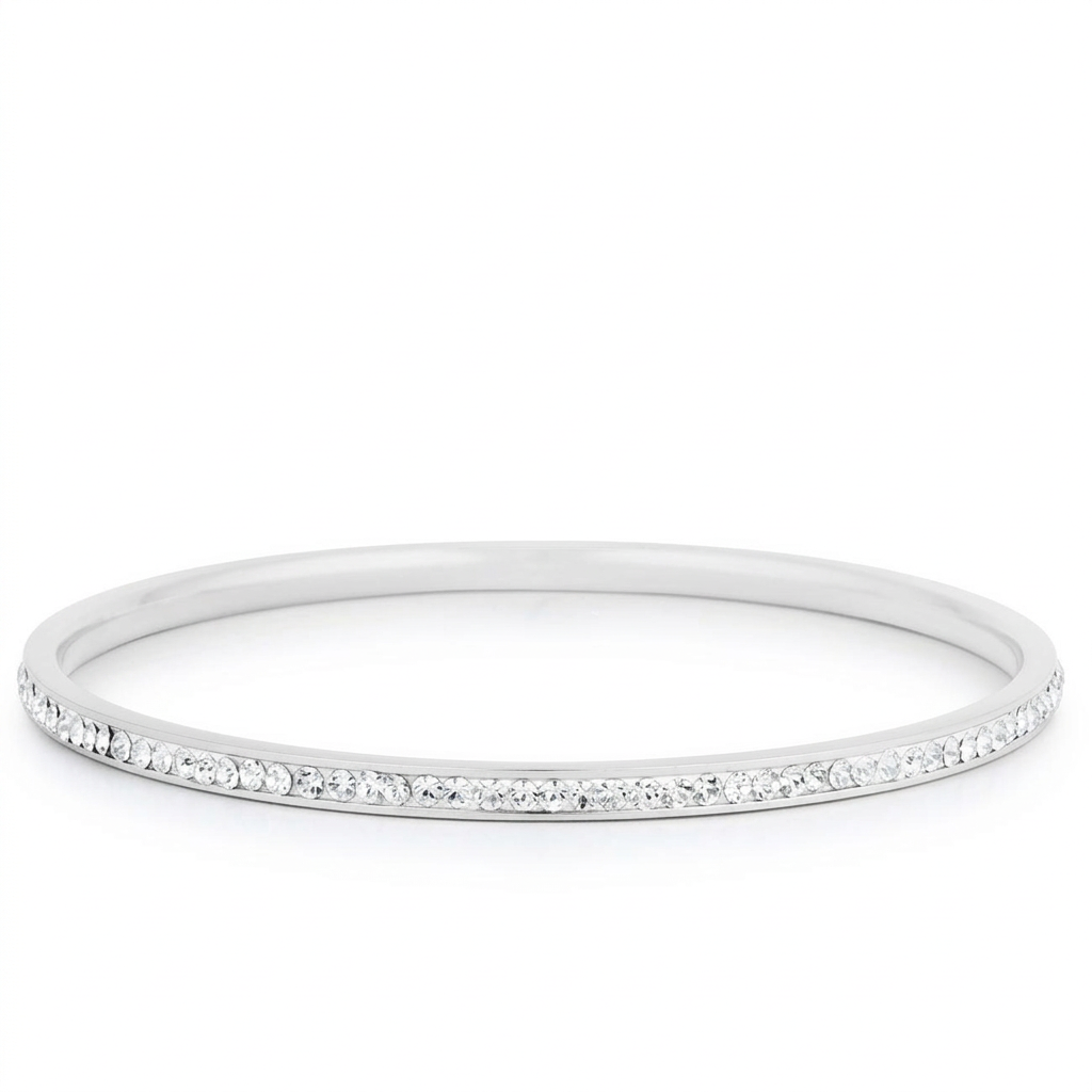 Simple Plated Finish Crystal Bangle