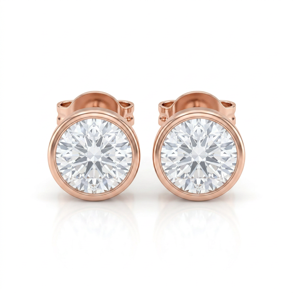 Bezel Solitaire Stud Earrings
