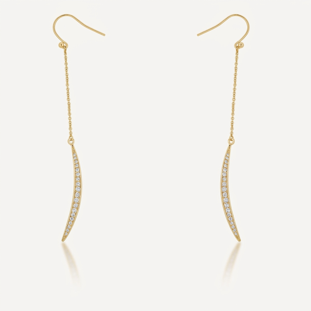 Luna 0.5ct CZ Delicate Moon Drop Earrings