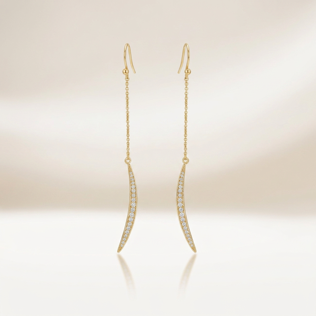 Luna 0.5ct CZ Delicate Moon Drop Earrings