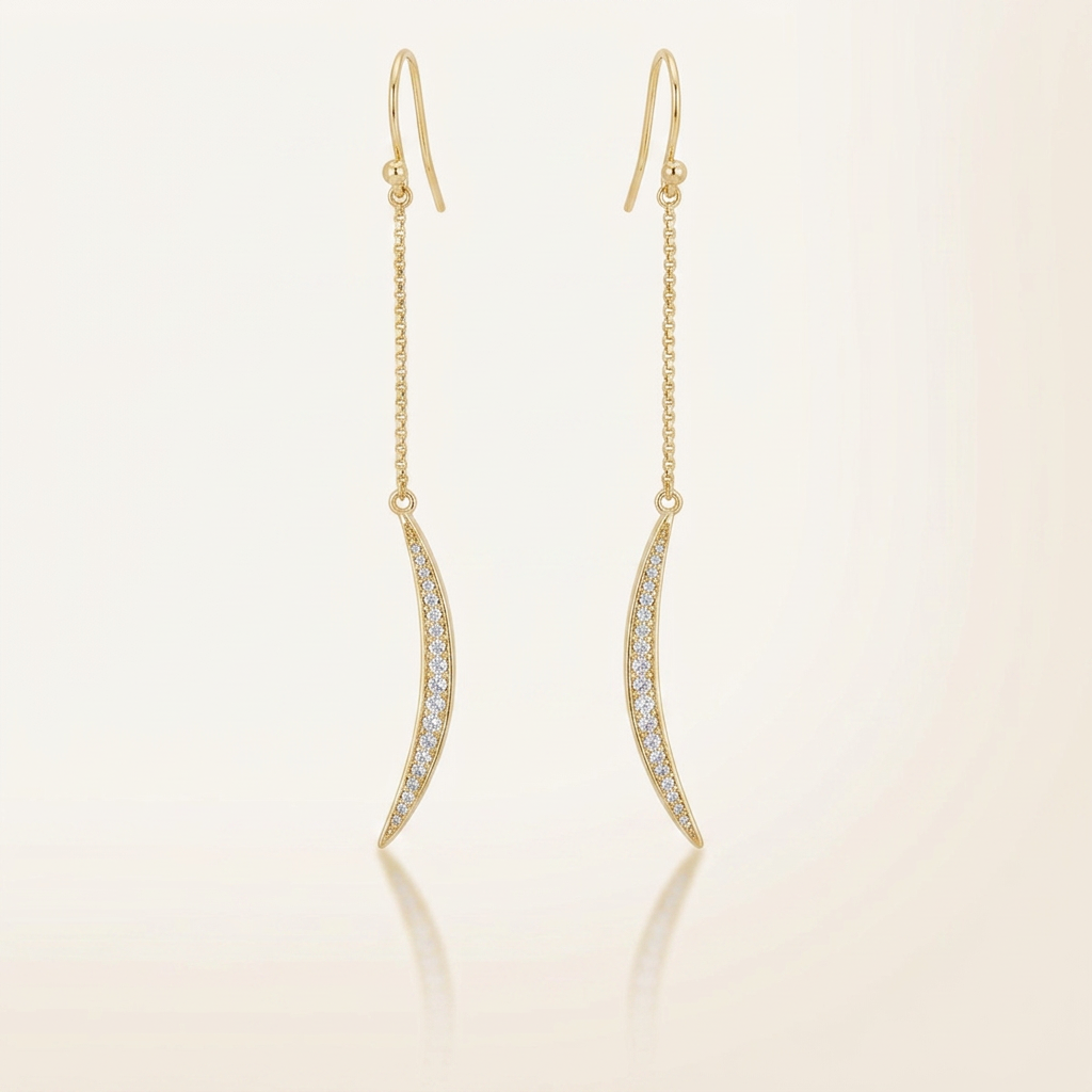 Luna 0.5ct CZ Delicate Moon Drop Earrings