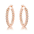 Avera Dotted CZ Round Bezel Hoop Earrings in Pink