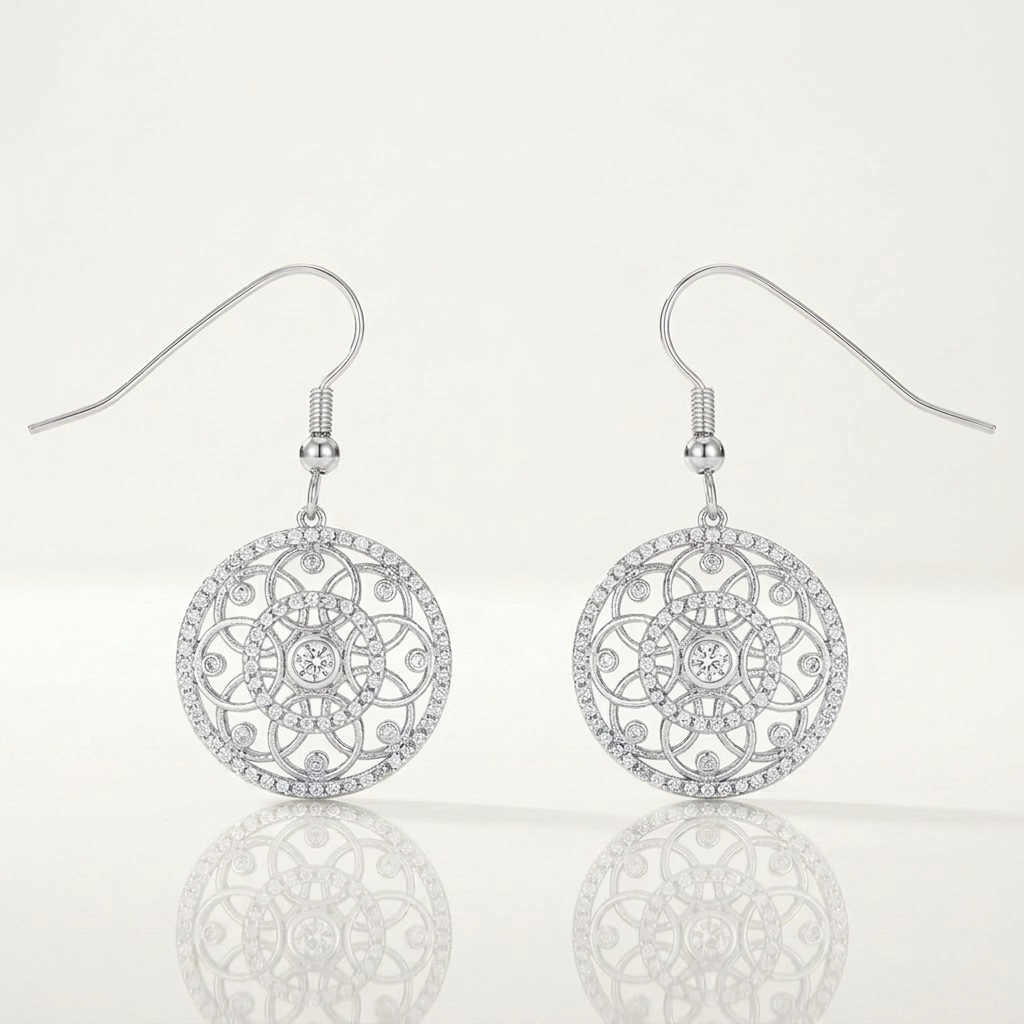 Avera .95 Ct Interlocking Circle and Cubic Zirconia Earrings
