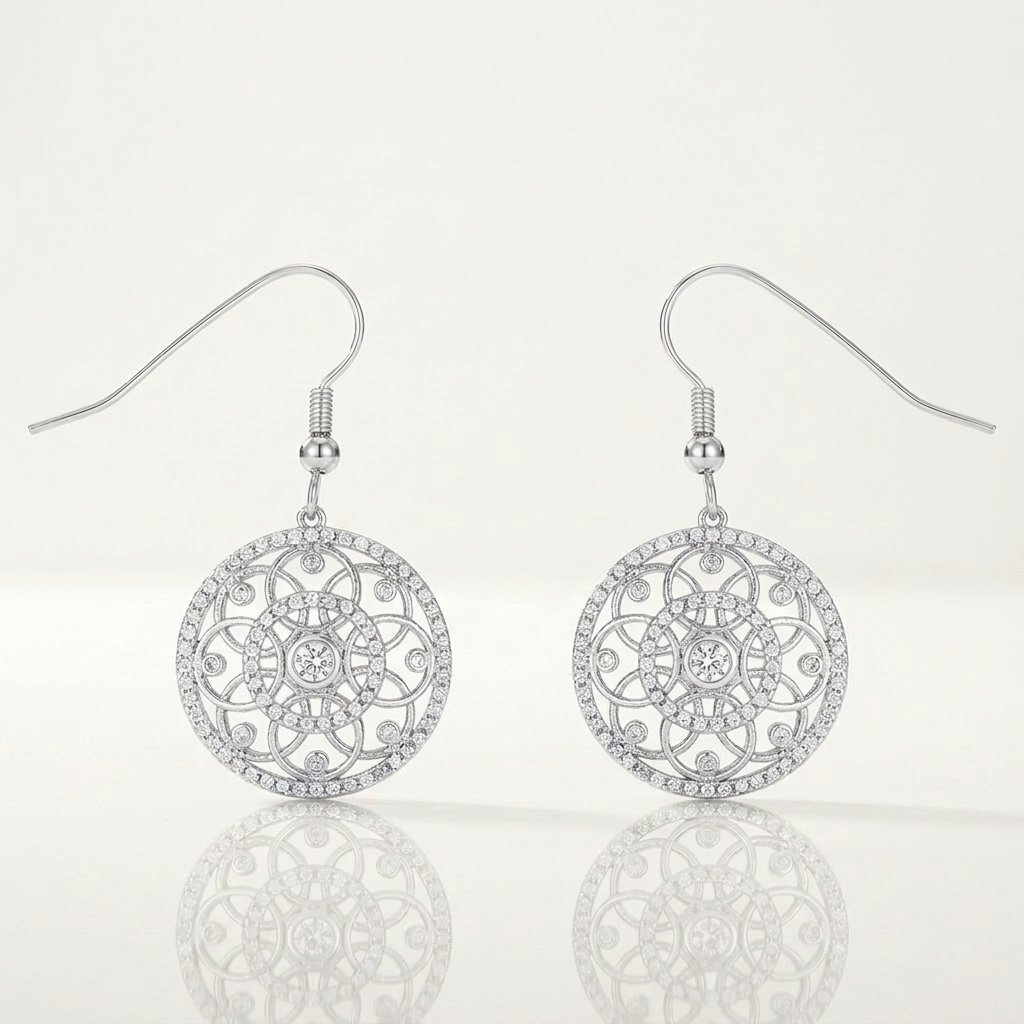 Avera .95 Ct Interlocking Circle and Cubic Zirconia Earrings