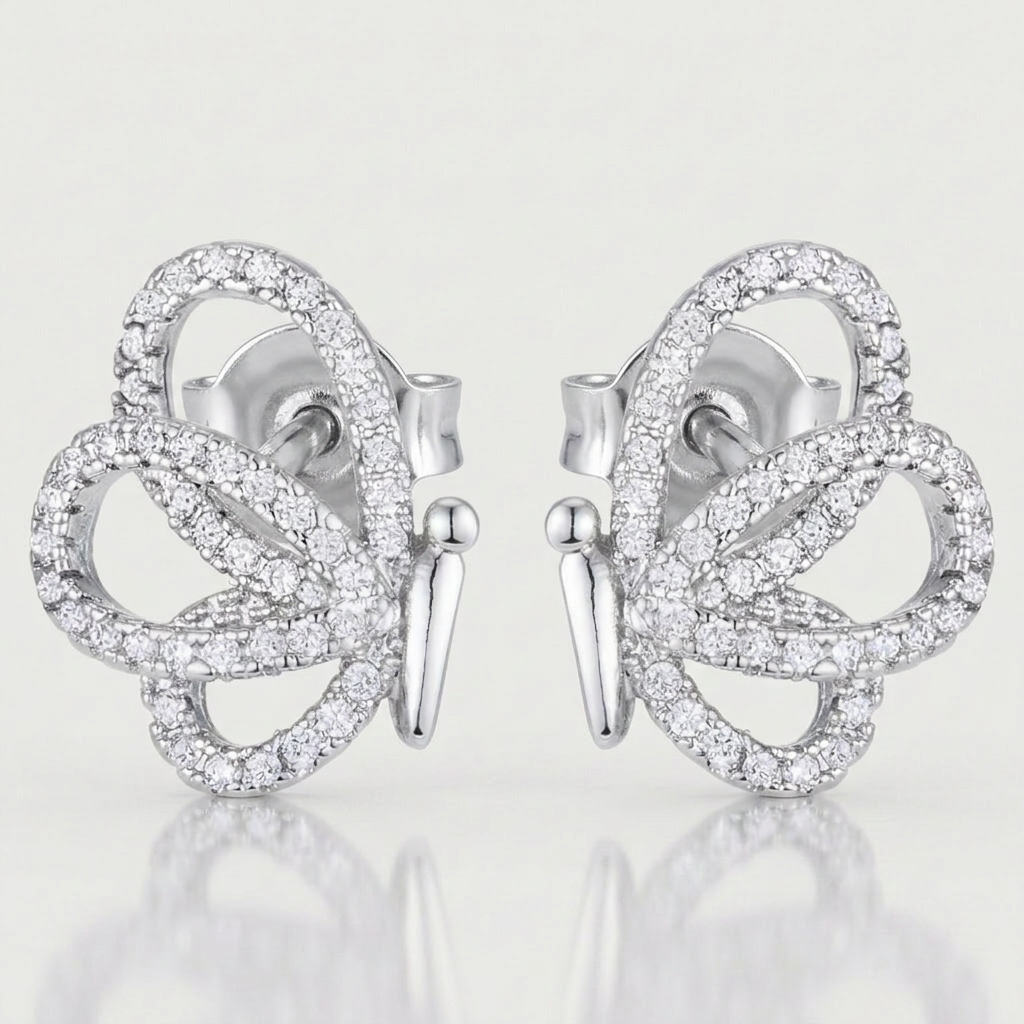 Avera .45 Ct Cubic Zirconia Butterfly Stud Earrings