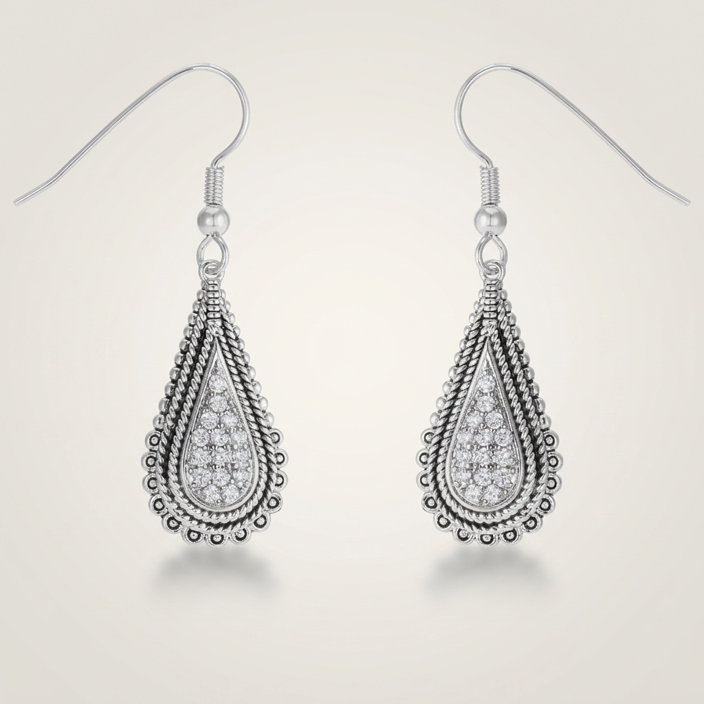 .45 Ct Tear Drop Earrings with CZ
