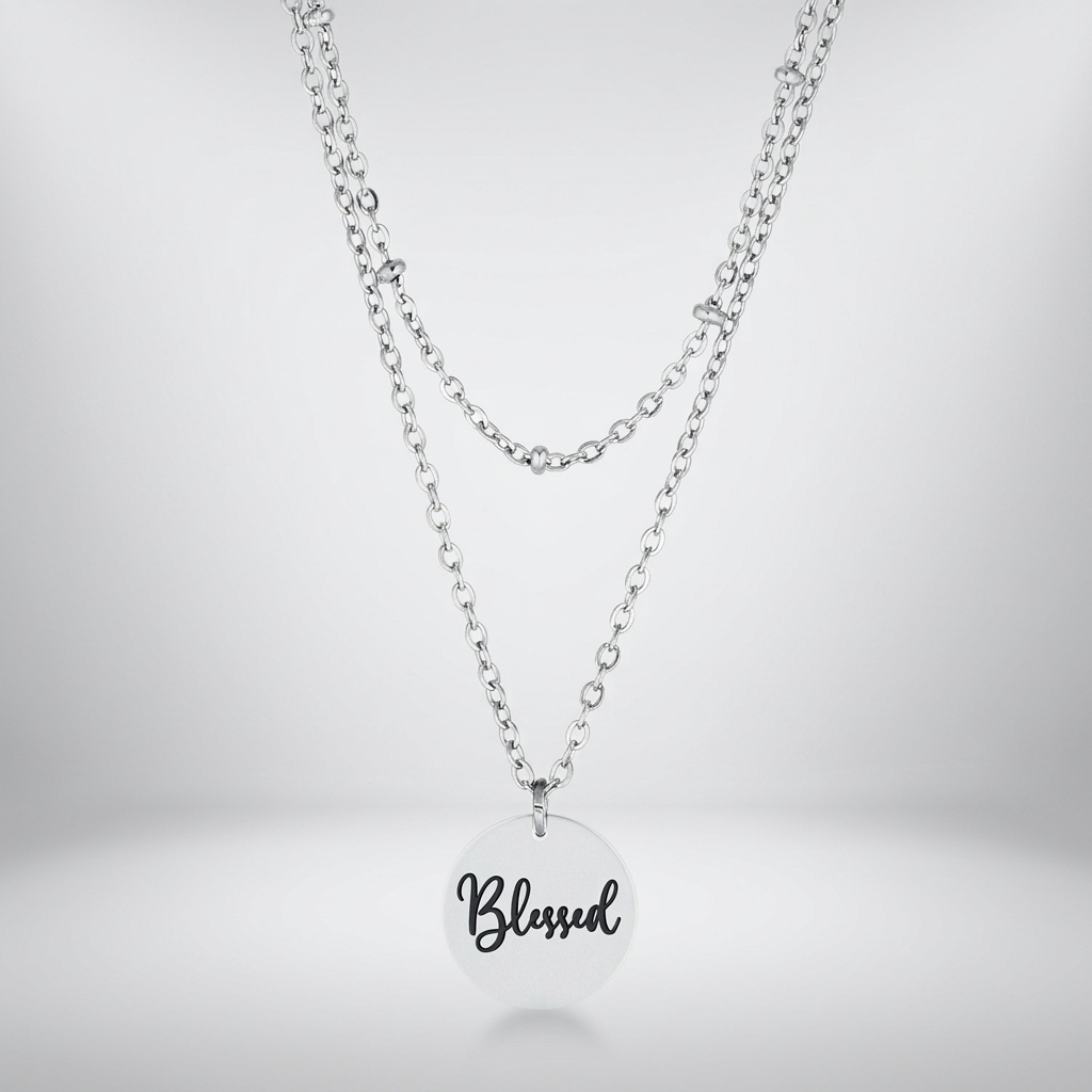 Avera Delicate Silver Plated Necklace Blessed Pendant