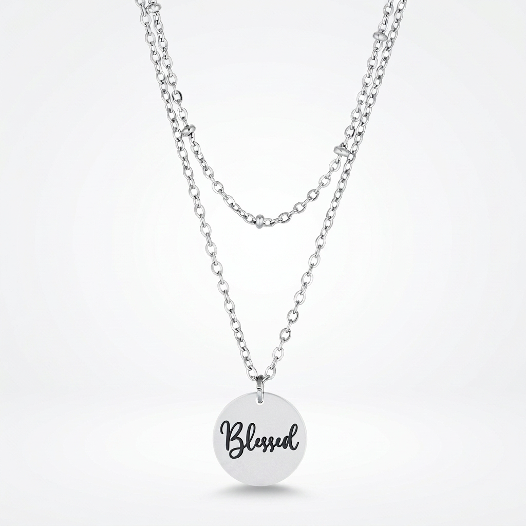 Avera Delicate Silver Plated Necklace Blessed Pendant