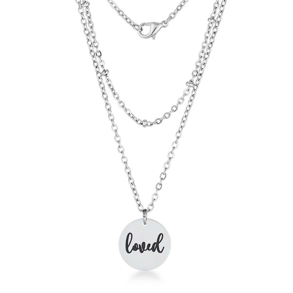 Avera Delicate Silver Plated Necklace Loved Pendant