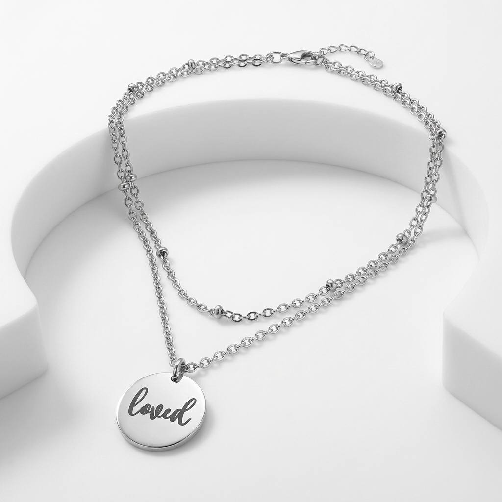 Avera Delicate Silver Plated Necklace Loved Pendant