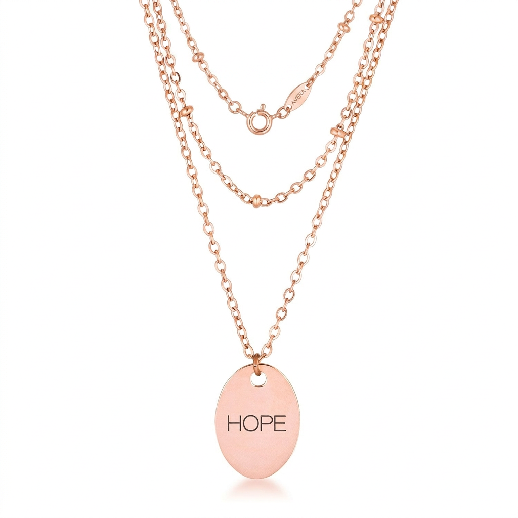 Avera Double Chain Hope Necklace In Rose Gold