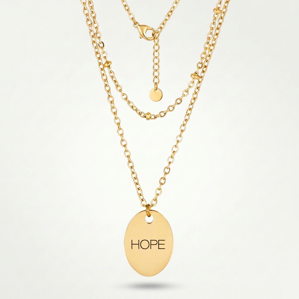 Avera Double Chain Hope Necklace In Radiant Gold