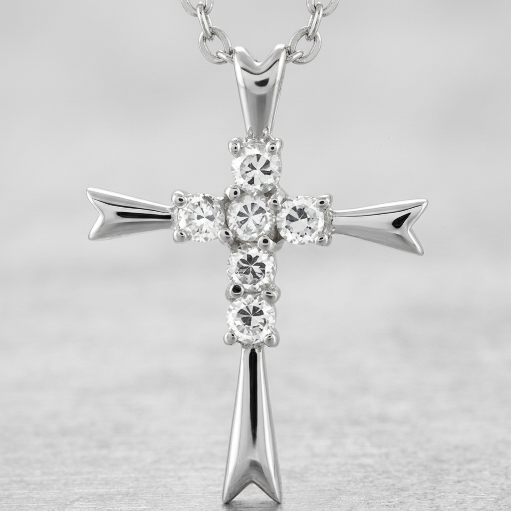 Avera Coupled Cross Pendant In Polished Silver