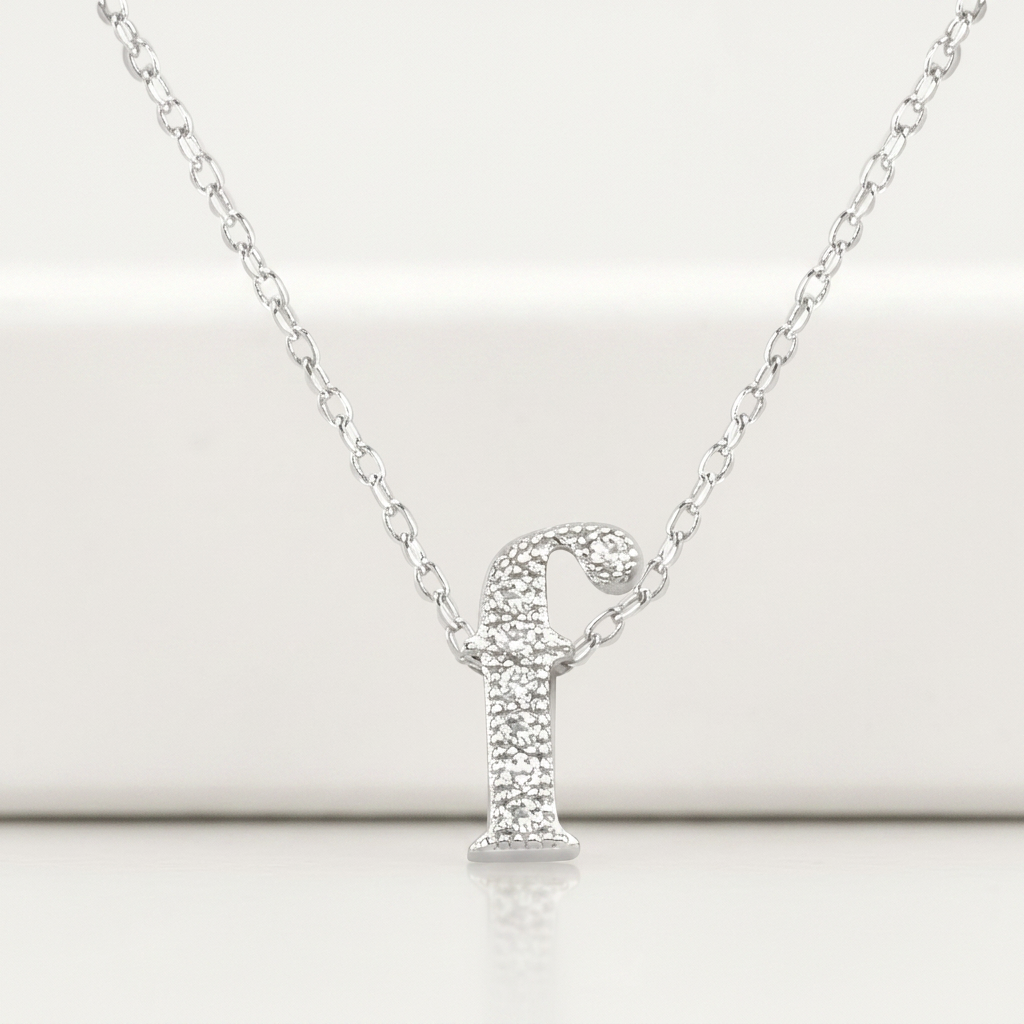 Avera Micro-Pave Initial F Pendant In Sterling Silver