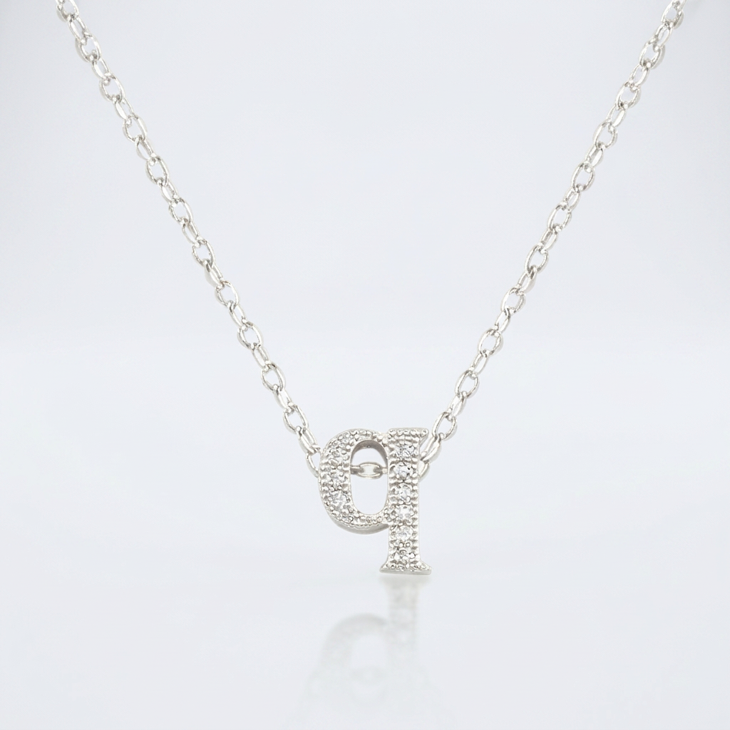 Avera Micro-Pave Initial Q Pendant In Sterling Silver