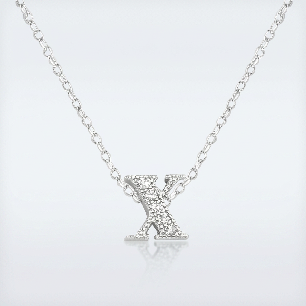 Avera Micro-Pave Initial X Pendant In Sterling Silver
