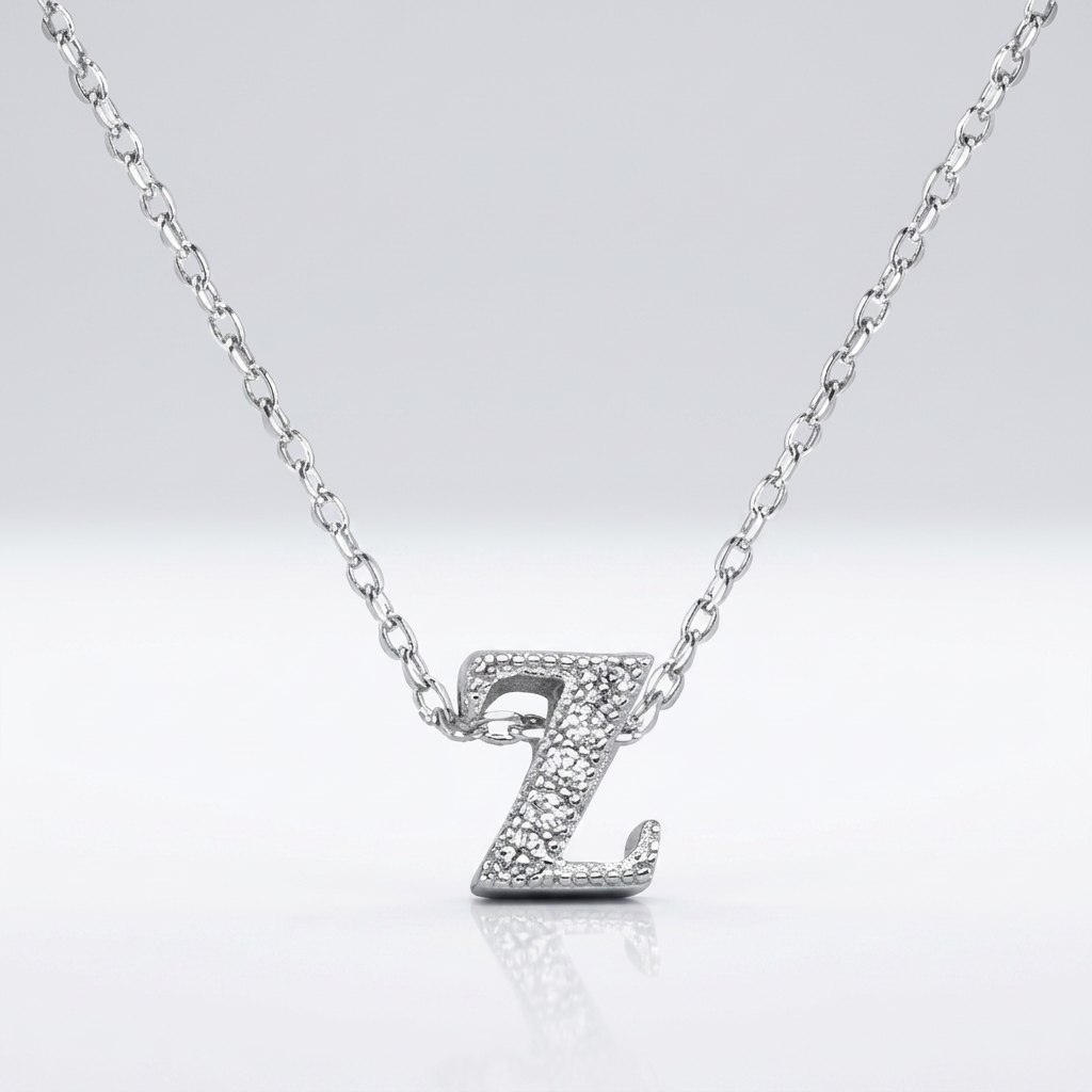 Avera Micro-Pave Initial Z Pendant in Sterling Silver