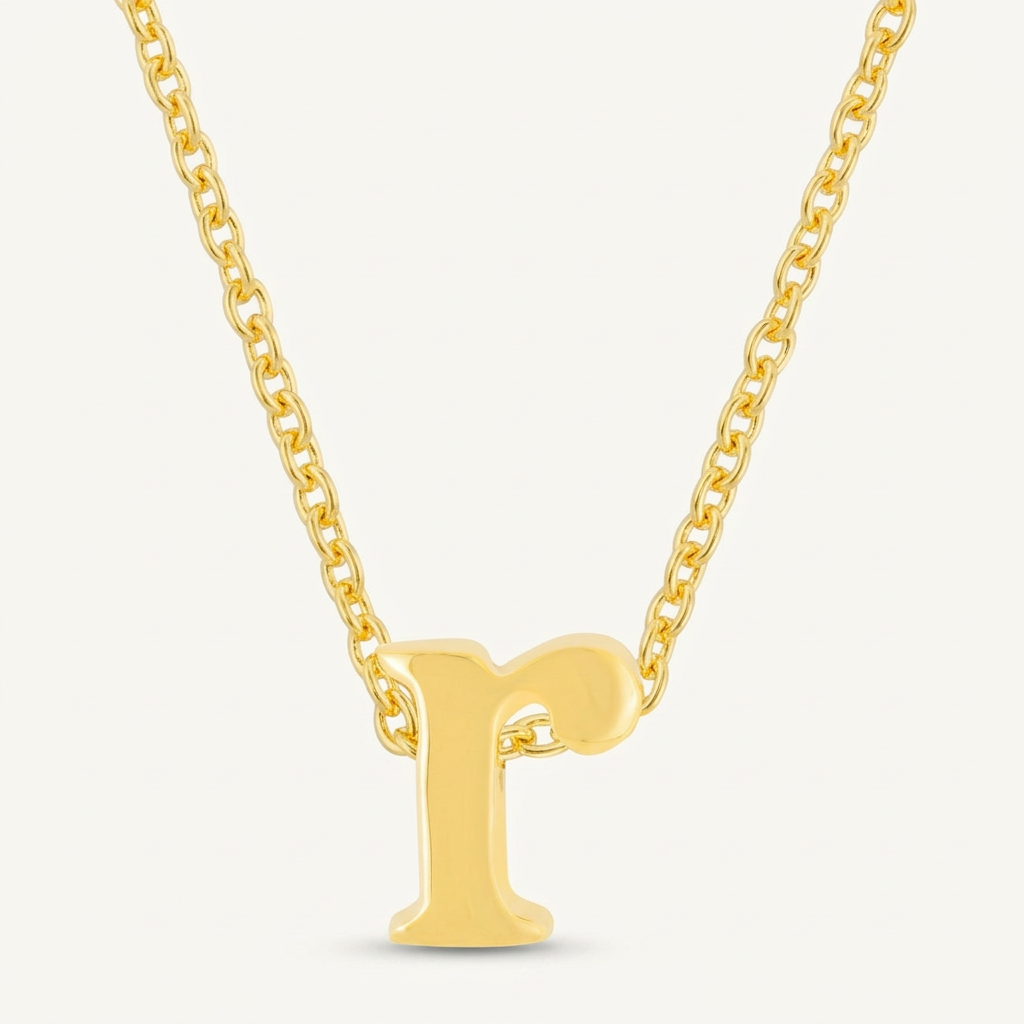Avera Initial R Pendant Necklace In Polished Gold Finish