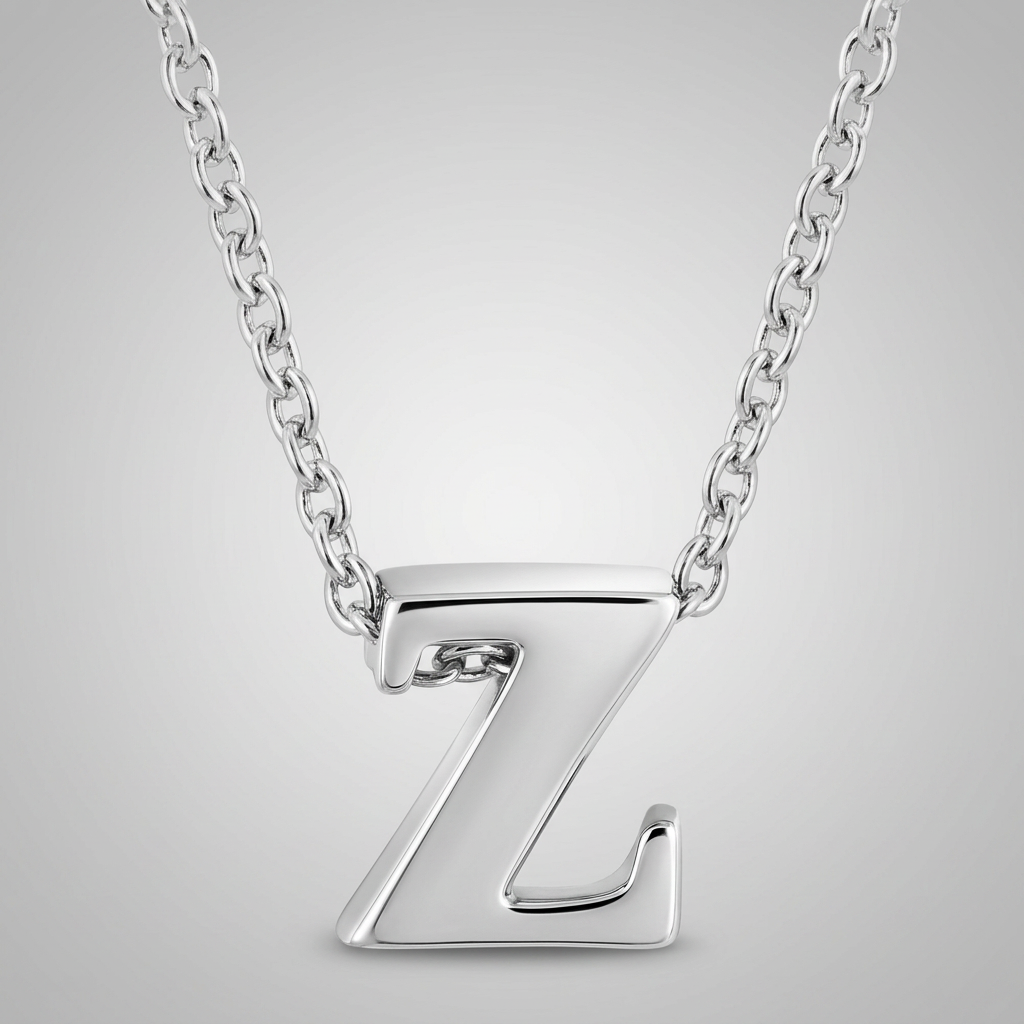 Avera Finish Initial Z Pendant in Polished Sterling Silver