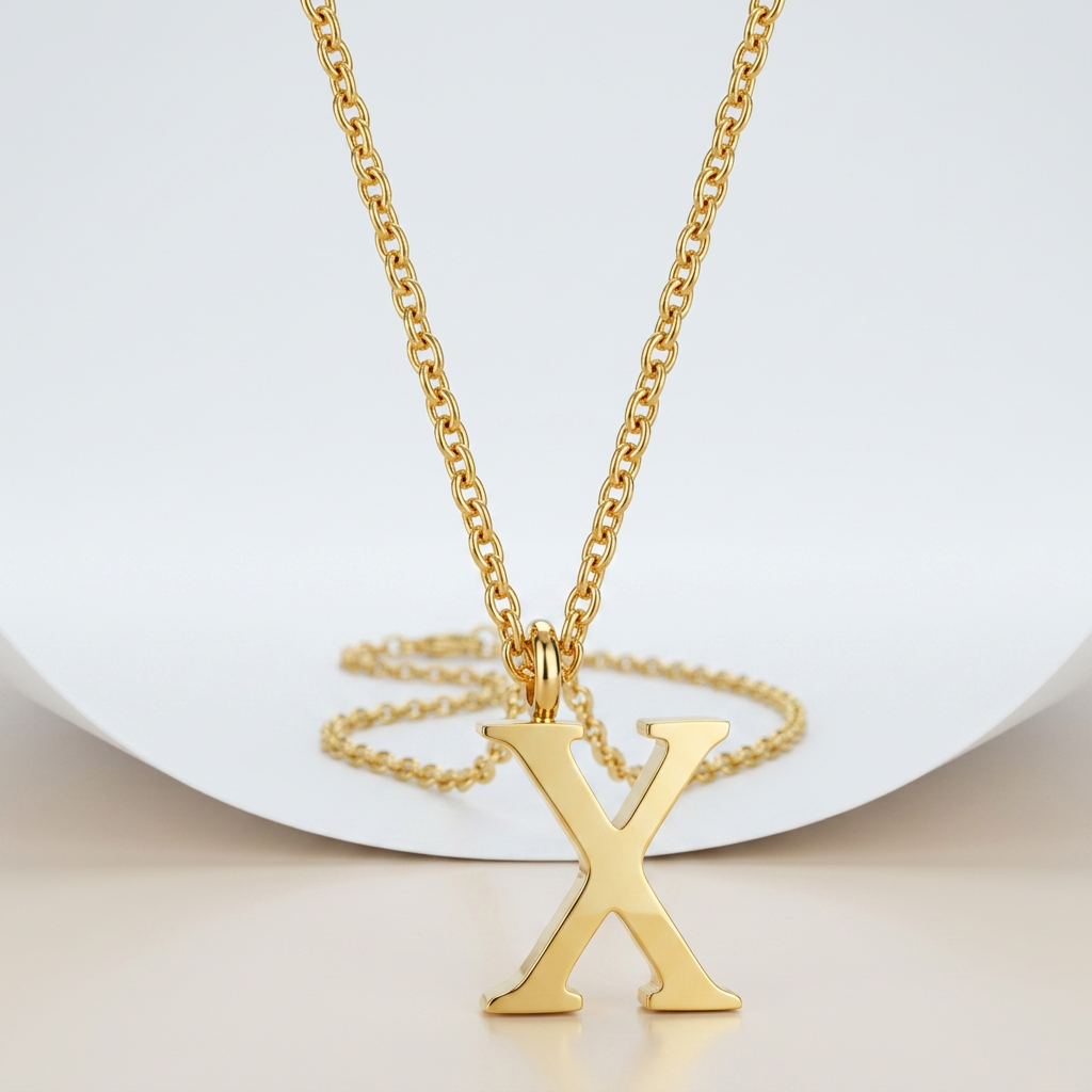Avera Elaina Stainless Steel X Initial Necklace