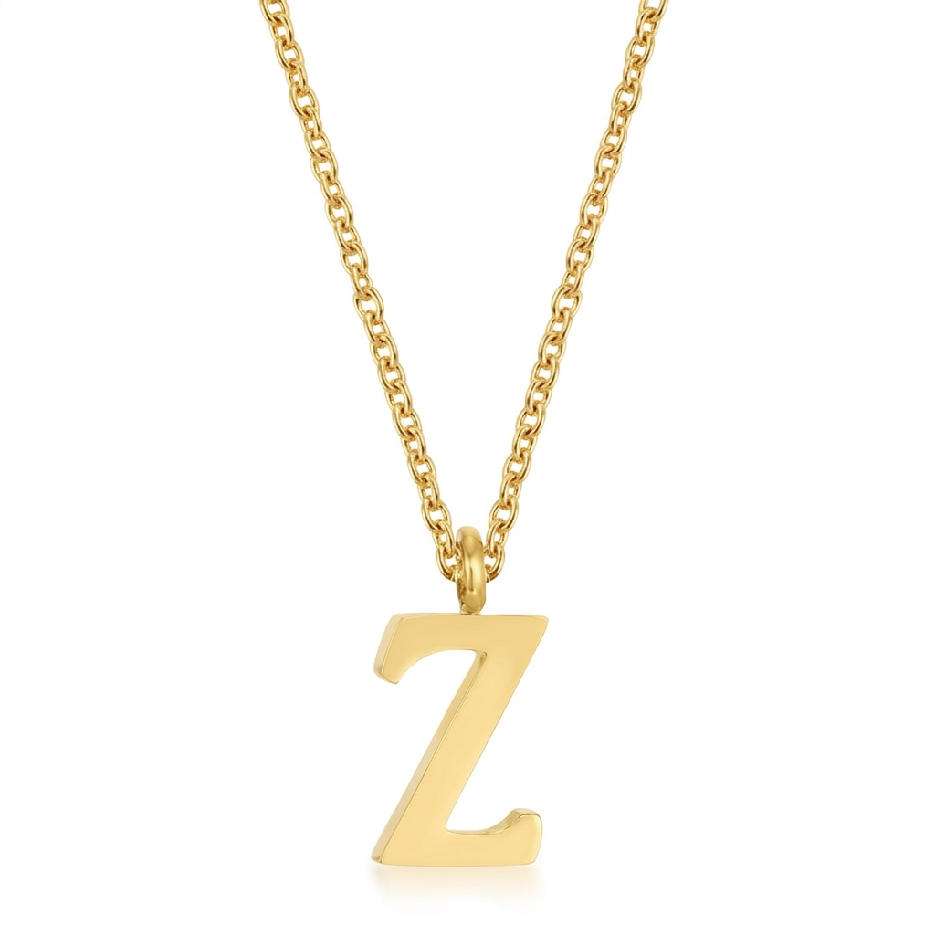 Avera Elaina Stainless Steel Z Initial Necklace Gold