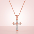 Avera Elegant Minimalist Cross Necklace In Pink